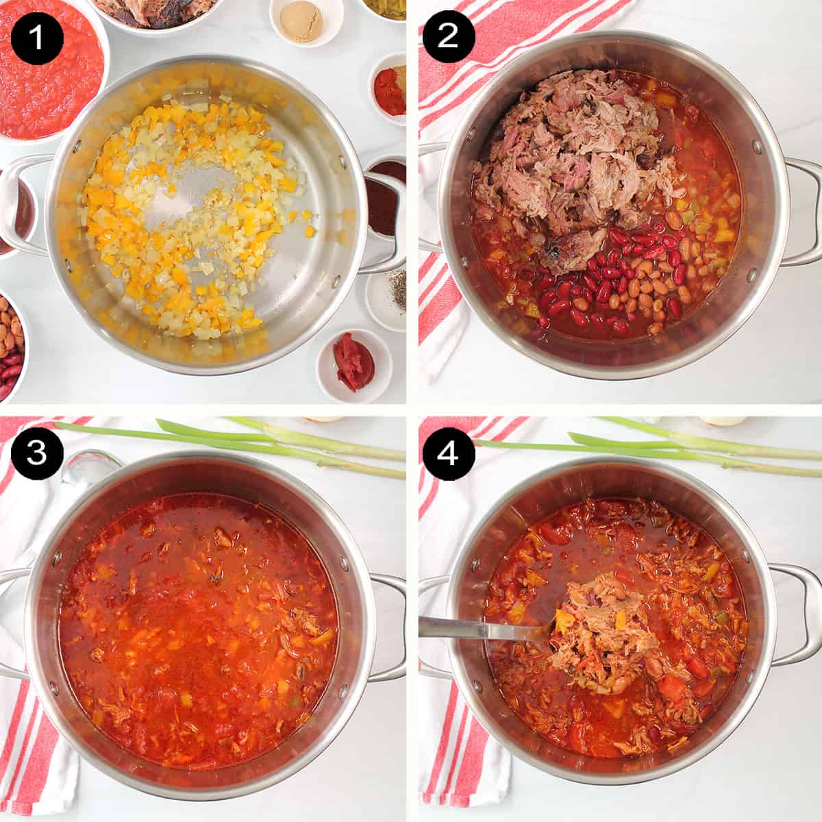 How to make leftover pulled pork chili.