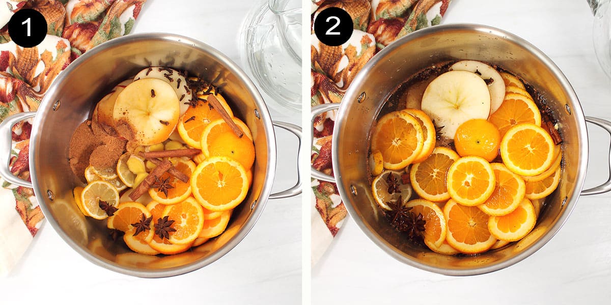 Steps to make a fall simmer pot.