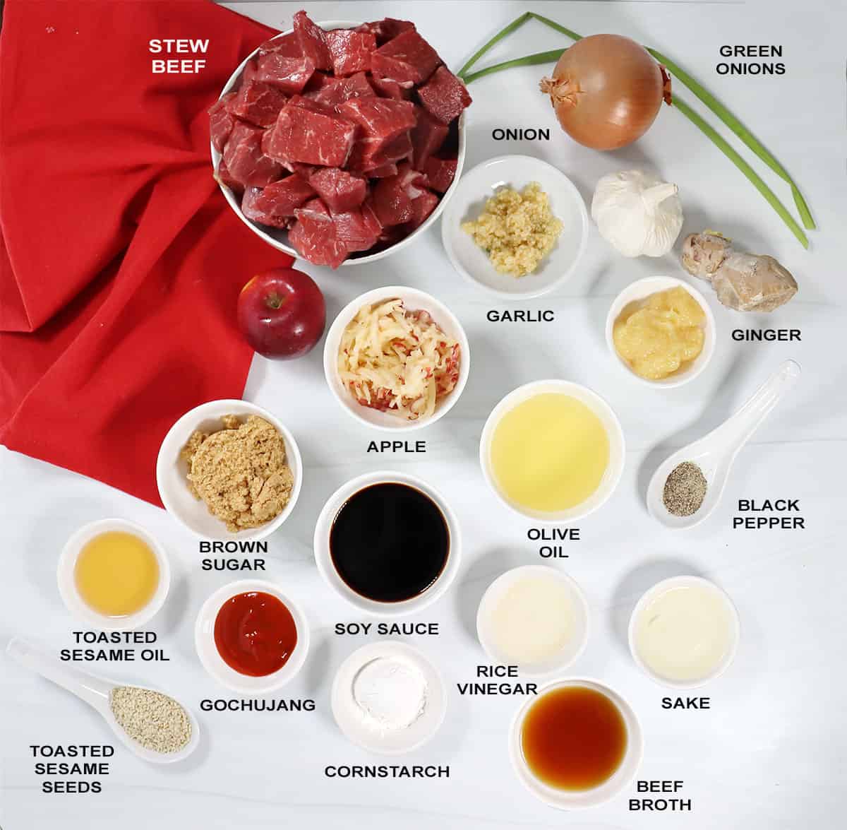 Ingredients for Korean Beef Instant Pot recipe.