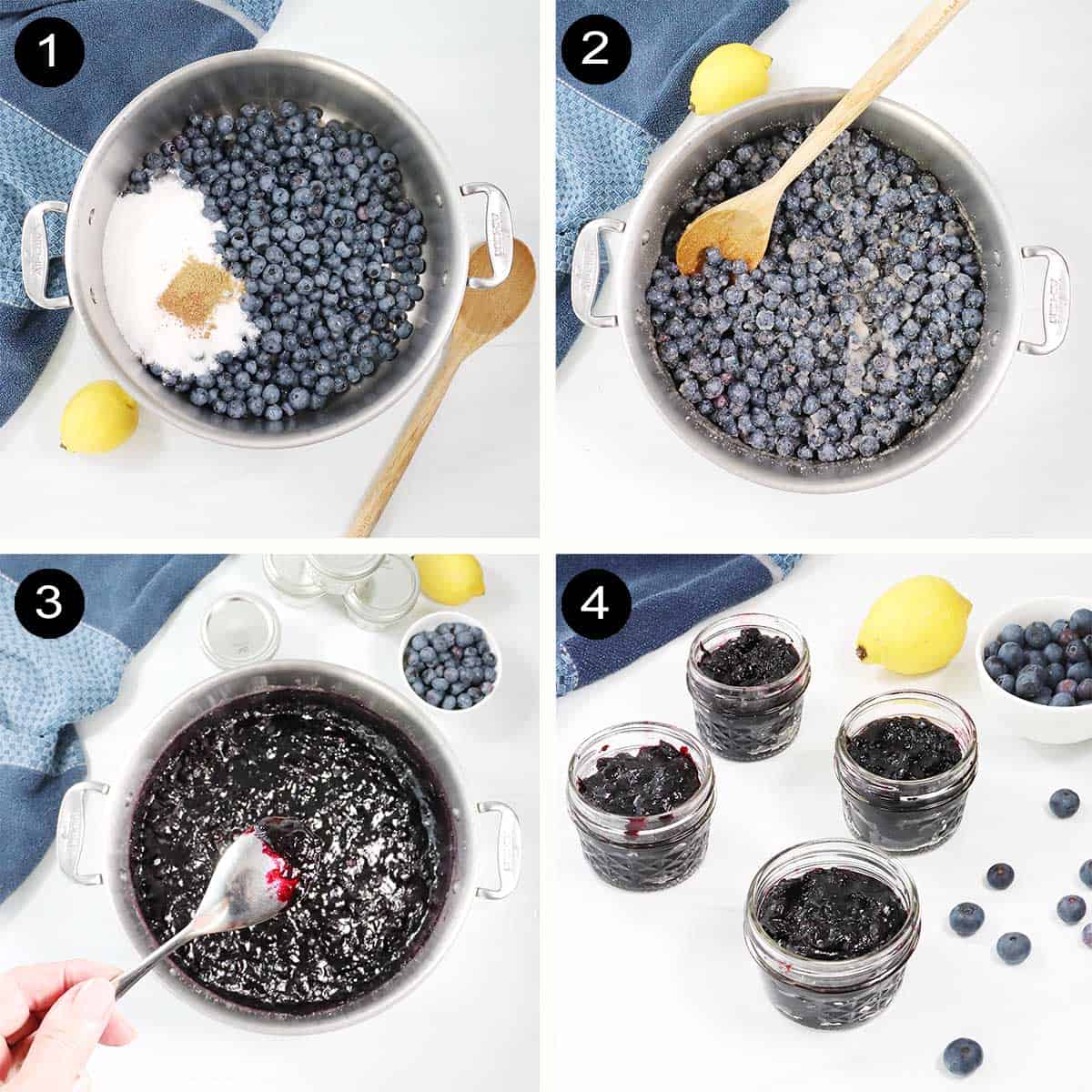 Steps on how to make blueberry jam without pectin.