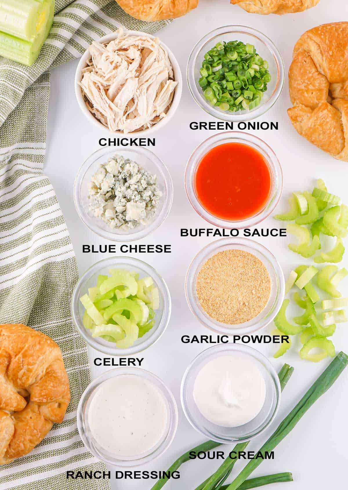 Ingredients for Buffalo Chicken Salad recipe.