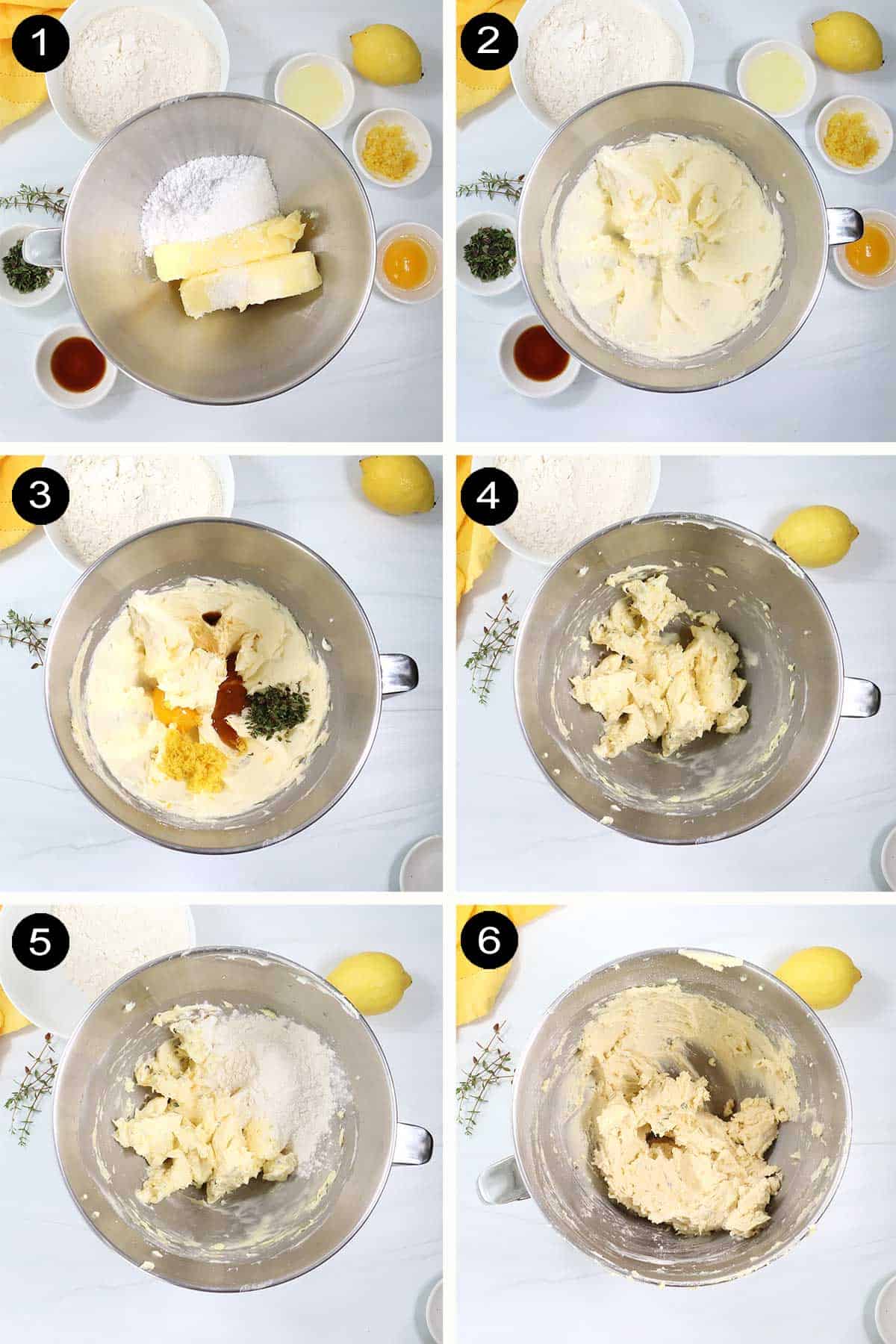 How to make dough for lemon thyme cookies.