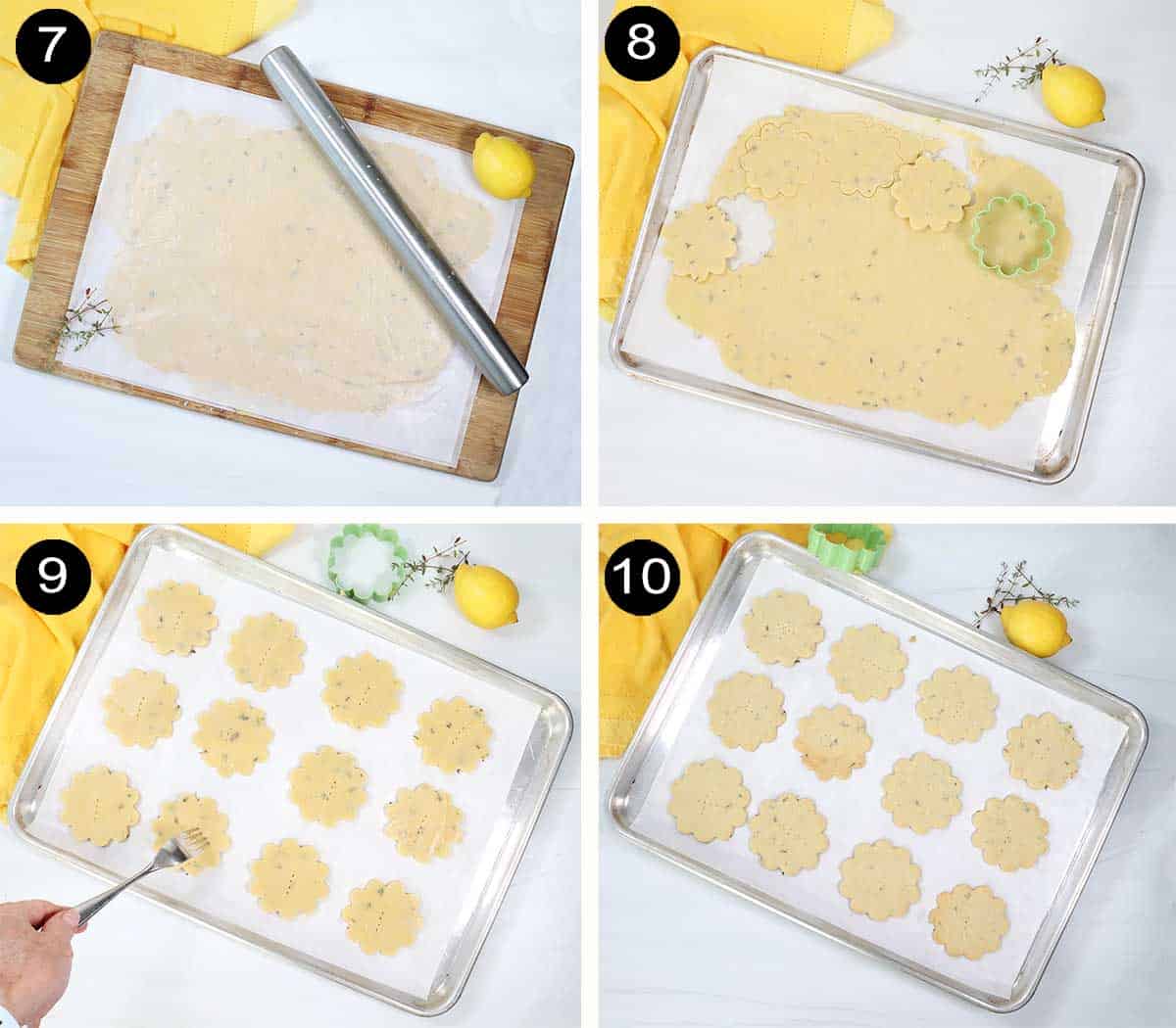 Steps to chill, cut, and bake cookies.