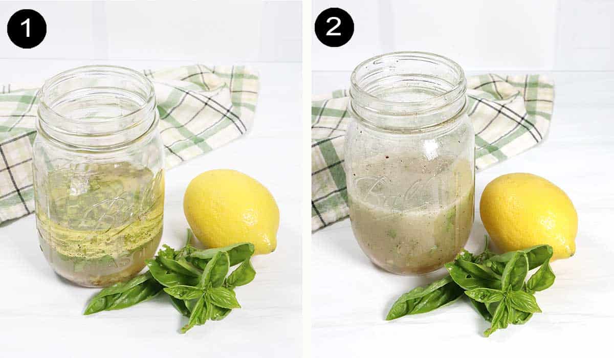 Steps to make vinaigrette.
